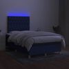 vidaXL Cama box spring c/ colch&atilde;o e LED 120x190 cm tecido azul