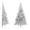 vidaXL Meia &aacute;rvore de Natal artificial com suporte 210 cm PET prateado