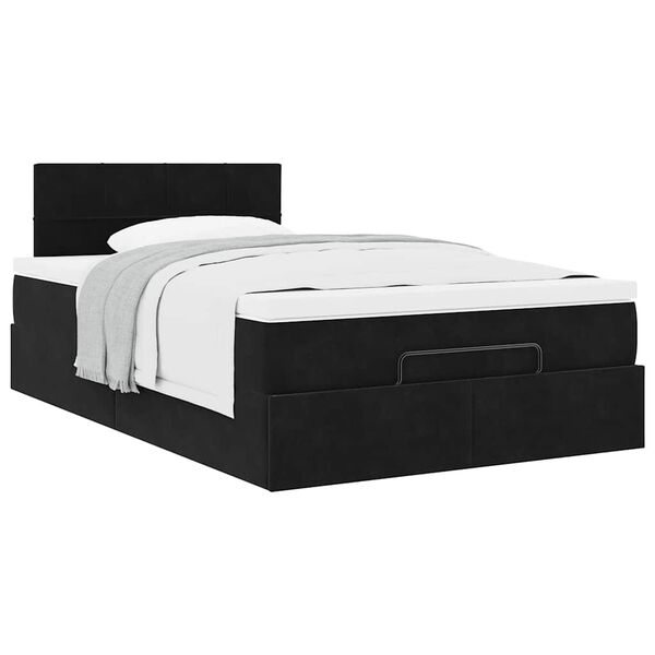 vidaXL Estrutura de cama otomana com colchão 120x200 cm veludo preto