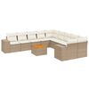 vidaXL 11 pcs conjunto sof&aacute;s de jardim c/ almofad&otilde;es vime PE bege