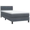 vidaXL Cama box spring c/ colch&atilde;o e LED 100x220 cm veludo cinzento-escuro