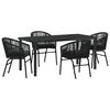 vidaXL Conjunto de Jantar para Jardim 5 unid. Preto A&ccedil;o revestido a p&oacute;