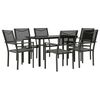 vidaXL 7 pcs conjunto de jantar para jardim a&ccedil;o e textilene preto