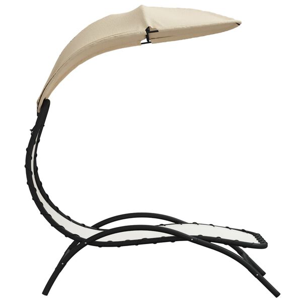 vidaXL Espreguiçadeira com toldo 167x80x195 cm tecido e aço cor creme