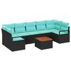 vidaXL Conjunto de Sof&aacute; de Jardim 8 unid. Preto vime PE