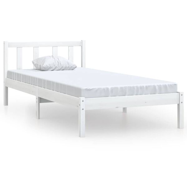 vidaXL Estrutura de cama 100x200 cm madeira pinho maci&ccedil;o branco