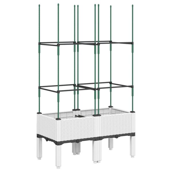 vidaXL Vaso/floreira de jardim c/ treli&ccedil;a 80x40x142,5 cm PP branco