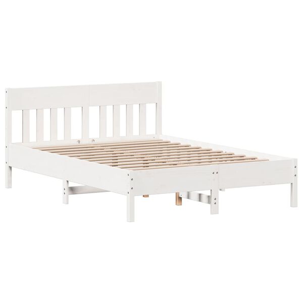 vidaXL Cama sem colch&atilde;o 120x190 cm madeira de pinho maci&ccedil;a branco