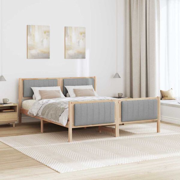 vidaXL Estrutura da cama Marrom e cinza claro 150 x 200 cm