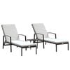 vidaXL Espregui&ccedil;adeiras com mesa 2 pcs vime PE castanho