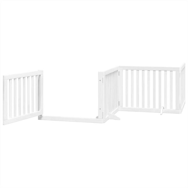 vidaXL Port&atilde;o p/ c&atilde;es com porta dobr&aacute;vel 6 pain&eacute;is 480 cm &aacute;lamo branco