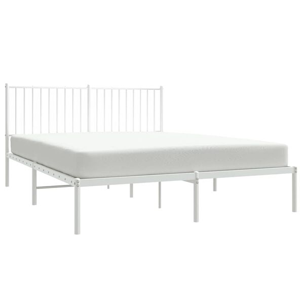 vidaXL Estrutura de cama com cabeceira 160x200 cm metal branco
