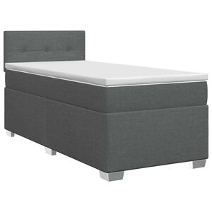 vidaXL Cama box spring com colch&atilde;o Cinzento-Escuro 90 x 190 cm Tecido