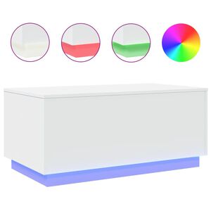 vidaXL Mesa de centro com luzes LED 90x50x40 cm branco