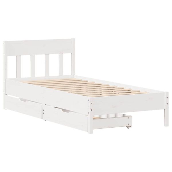 vidaXL Cama sem colch&atilde;o 90x190 cm madeira de pinho maci&ccedil;a branco