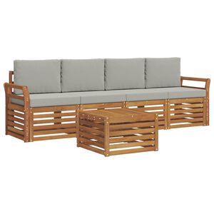 vidaXL Conjunto de Sof&aacute;s para Exterior 5 pcs Cinza Natural e Claro