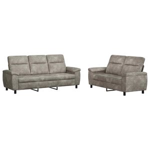 vidaXL Conjunto de Sof&aacute;s 2 pcs Cinzento-claro Couro Suede Sint&eacute;tico
