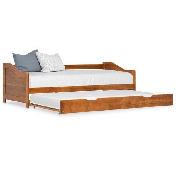 vidaXL Estrutura sofá-cama de puxar 90x200 cm madeira pinho castanho