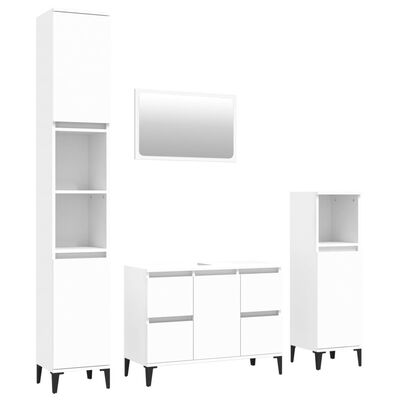 vidaXL 4 pcs conjunto móveis casa de banho derivados de madeira branco