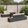 vidaXL Conjunto de Sof&aacute; de Jardim 7 pcs Preto Rattan Sint&eacute;tico