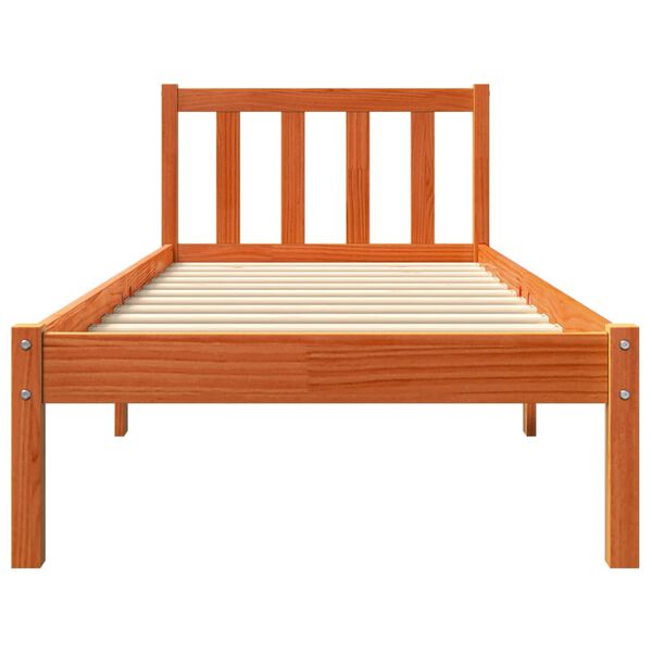vidaXL Cama sem colchão 75x190 cm madeira de pinho maciça castanho-mel