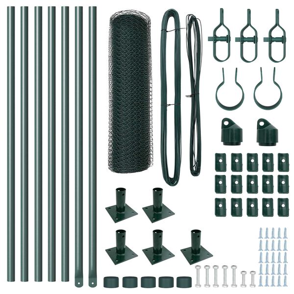 vidaXL Poste de Cerca Verde 10 x 0,5 m (malha de 25 mm) Aço e PVC