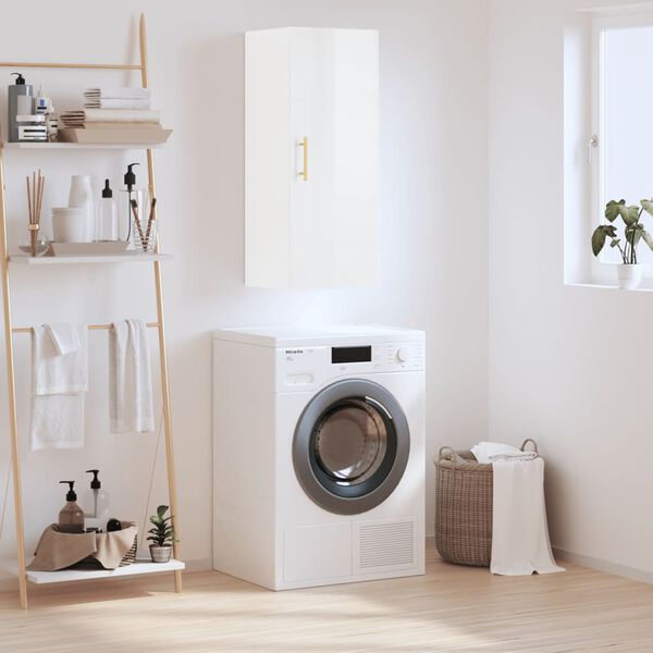 vidaXL Arm&aacute;rio de parede 34,5x34x90 cm branco brilhante