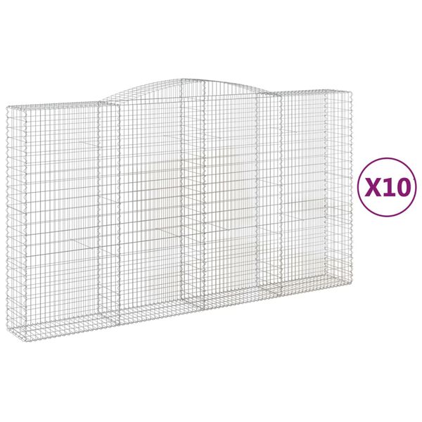 vidaXL Cestos gabi&atilde;o arqueados 10 pcs 400x50x220/240 ferro galvanizado