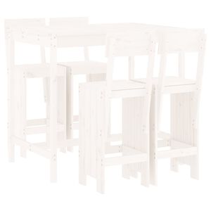vidaXL 5 pcs conjunto de bar para jardim pinho maciço branco