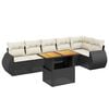 vidaXL 7 pcs conjunto de sof&aacute;s p/ jardim c/ almofad&otilde;es vime PE preto