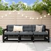 vidaXL 3 pcs conjunto lounge de jardim madeira de pinho maciça preto