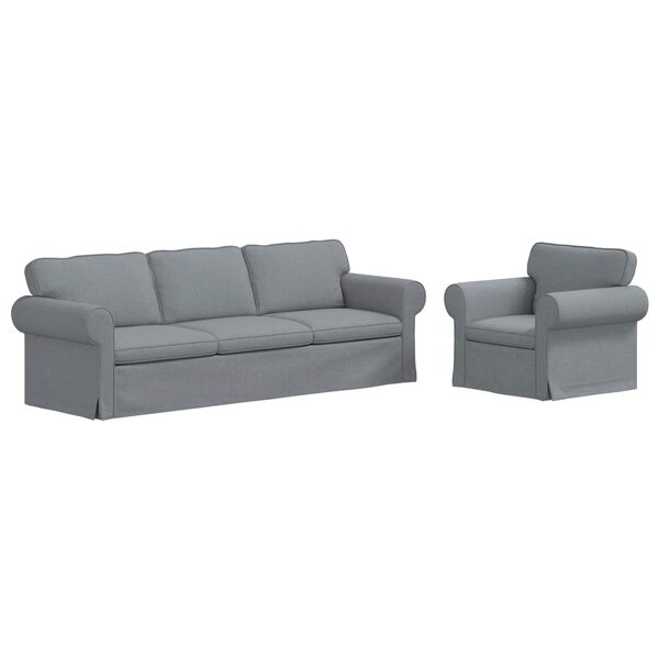 vidaXL Sof&aacute; 2 pcs Cinzento-claro 245 x 82 x 80 cm tecido