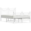 vidaXL Estrutura de cama com cabeceira e p&eacute;s 135x190 cm metal branco