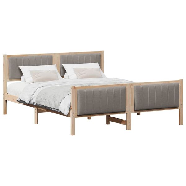 vidaXL Estrutura da cama com cabeceira Marrom e taupe 160 x 200 cm
