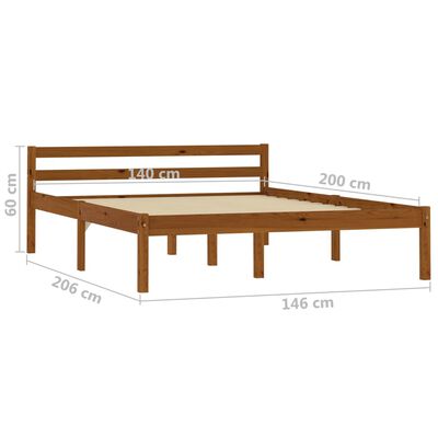 vidaXL Estrutura de cama 140x200 cm madeira pinho maciço castanho mel