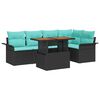 vidaXL Conjunto de Sof&aacute; de Jardim 6 unid. Preto e Azul vime PE