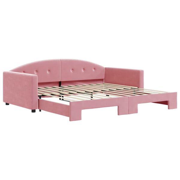 vidaXL Sof&aacute;-cama com gavet&atilde;o 100x200 cm veludo rosa