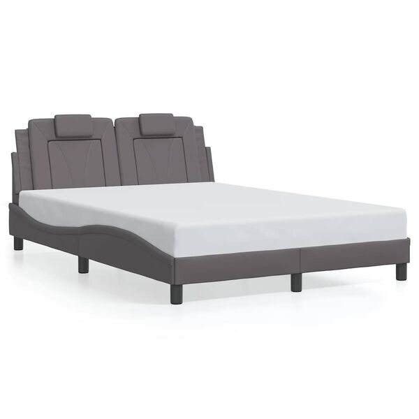 vidaXL Estrutura de cama Viana sem colch&atilde;o 140x200cm couro artificial cinzento
