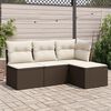 vidaXL 4 pcs conjunto sof&aacute;s de jardim c/ almofad&otilde;es vime PE castanho