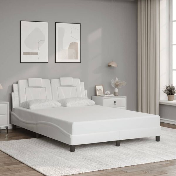 vidaXL Estrutura de cama Viana com LED sem colch&atilde;o 140x200 cm branco