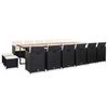 vidaXL 17 pcs conjunto jantar exterior com almofad&otilde;es vime PE preto