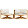 vidaXL Conjunto de sof&aacute;s 2 pcs c/ almofad&otilde;es branco nata ac&aacute;cia maci&ccedil;a