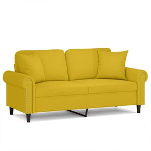 vidaXL Sof&aacute; 2 lugares c/ almofadas decorativas 140 cm veludo amarelo