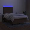 vidaXL Cama box spring c/ colch&atilde;o/LED 120x200cm tecido castanho-escuro