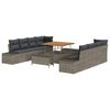 vidaXL Conjunto de Sof&aacute; de Jardim 11 unid. Cinzeto vime PE