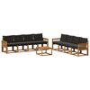 vidaXL Conjunto de Sof&aacute;s para Exterior 9 pcs Natural e Preto