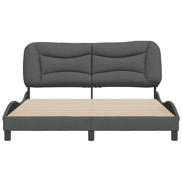 vidaXL Estrutura de cama sem colch&atilde;o Hvar 160x200 cm tecido cinzento-escuro