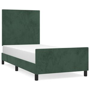 vidaXL Estrutura de cama sem colch&atilde;o 90x200 cm veludo verde-escuro