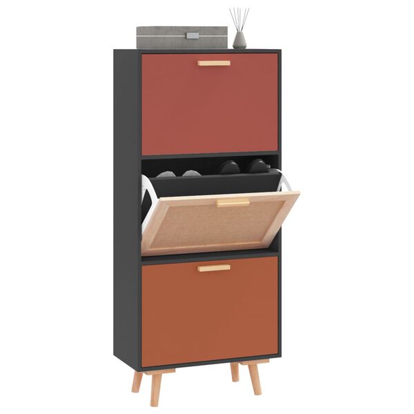 vidaXL Sapateira 52x25x120 cm derivados de madeira preto