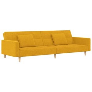vidaXL Sofá-cama 2 lugares com duas almofadas tecido amarelo